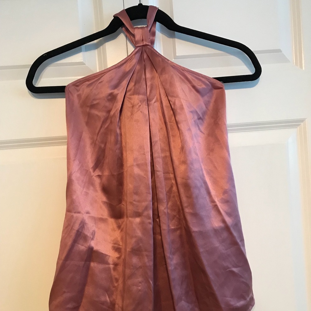 Silk halter top w/ tie behind neck